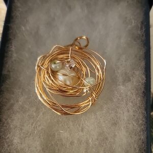 Elegant Gold Wire Wrapped Pendant